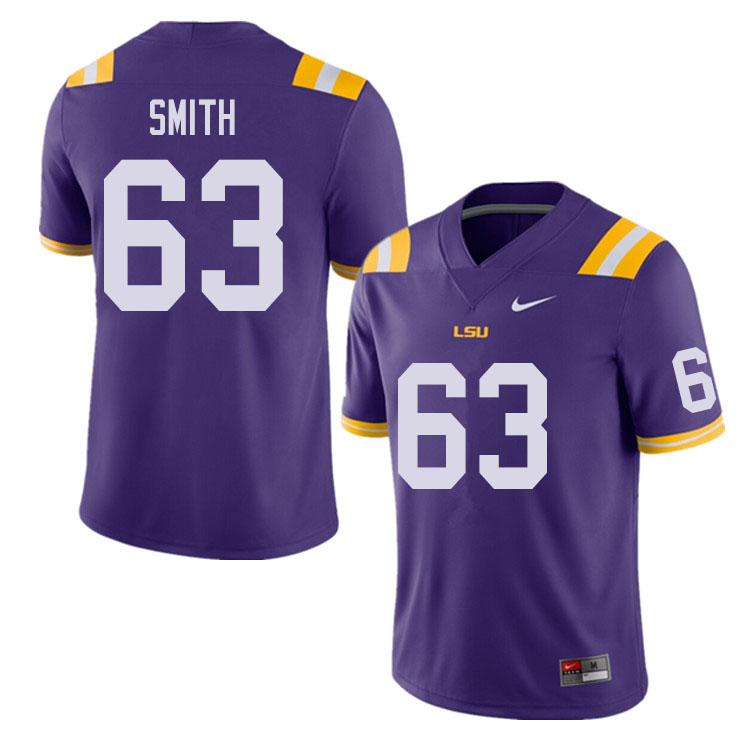 Men #63 Michael Smith LSU Tigers College Football Jerseys Sale-Purple